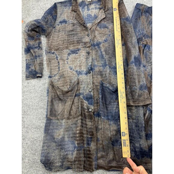 Lilith Jacket Skirt Set Womens Medium Small Blue Brown Mesh Sheer Made in France - Picture 6 of 11